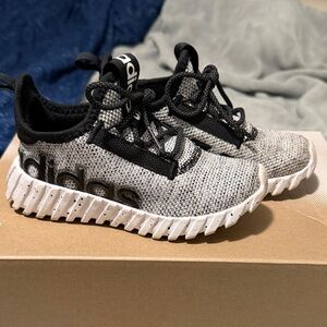 adidas Kids Grey, Black & White Knit Sneakers